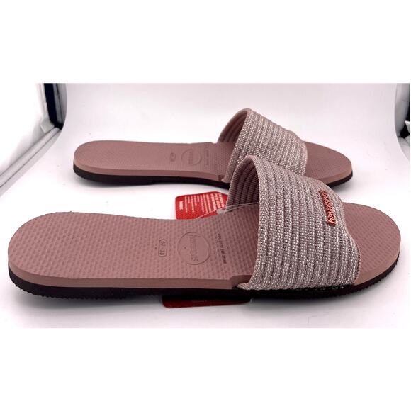 NWT Havianas Rose Pink Crocus Slide Sandal Size 7/8 Women - Picture 3 of 7